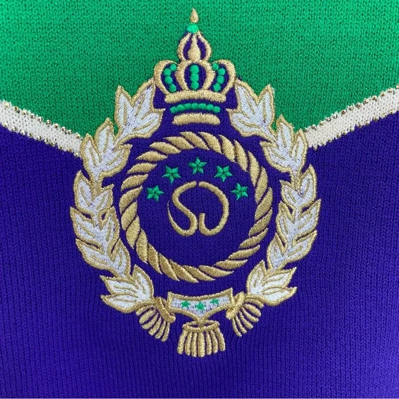 St. John Knit Bomber Cardigan Jacket Small Green/Purple - Picture 5 of 16